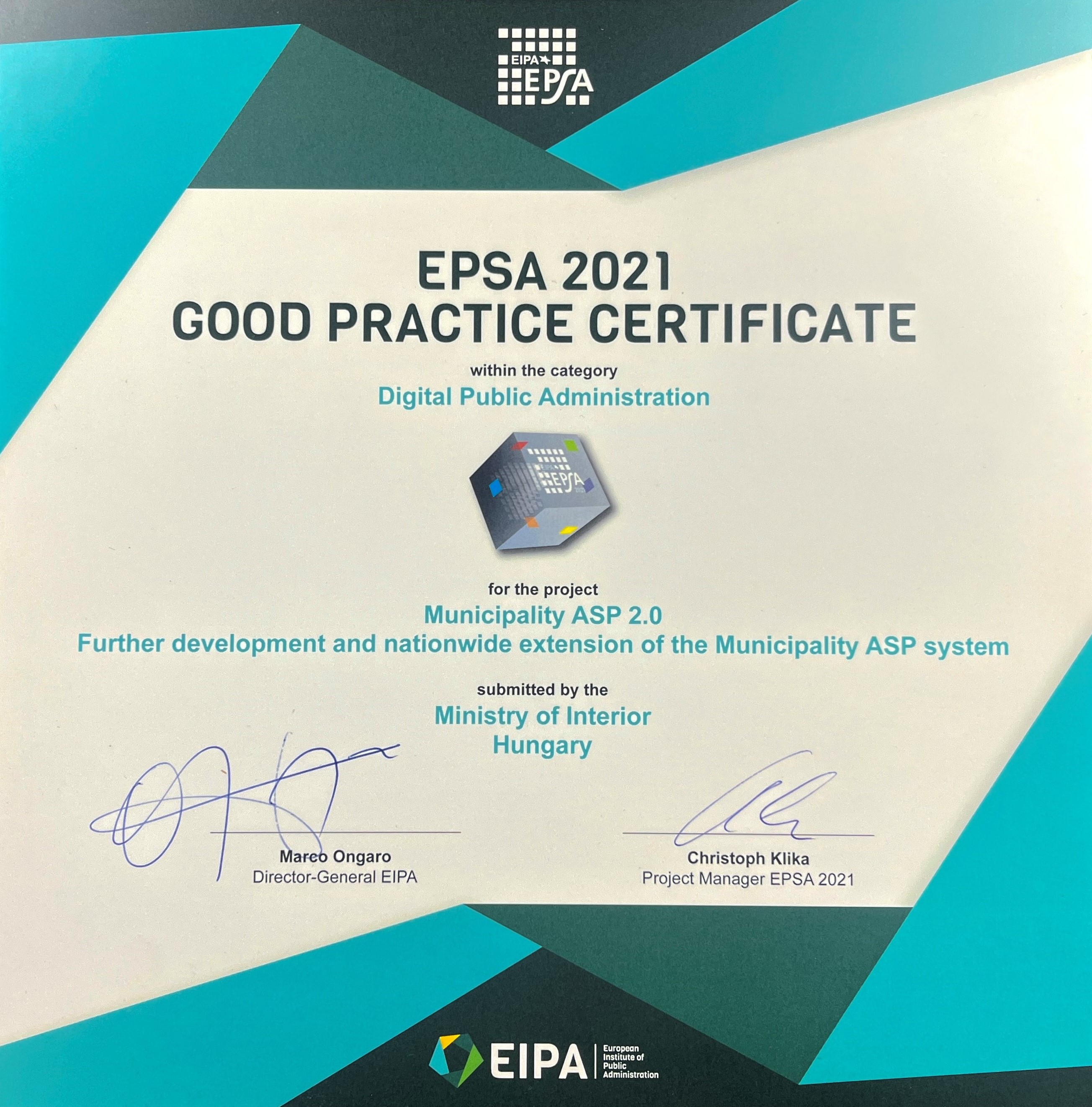ESPA 2021 bizonyítvány
